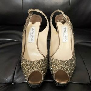 Jimmy Choo Glitter Gold Heels